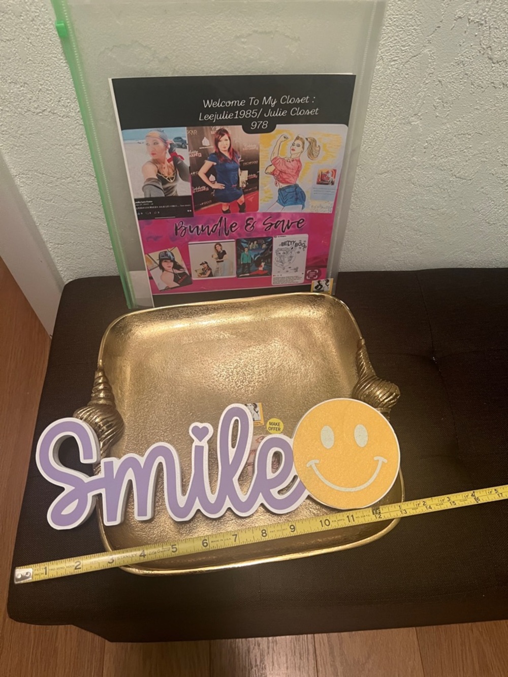 #1900*Smile Wall Decor Sign in Lavender and Yellow - Decorative Home Accent - Picture 3 of 12